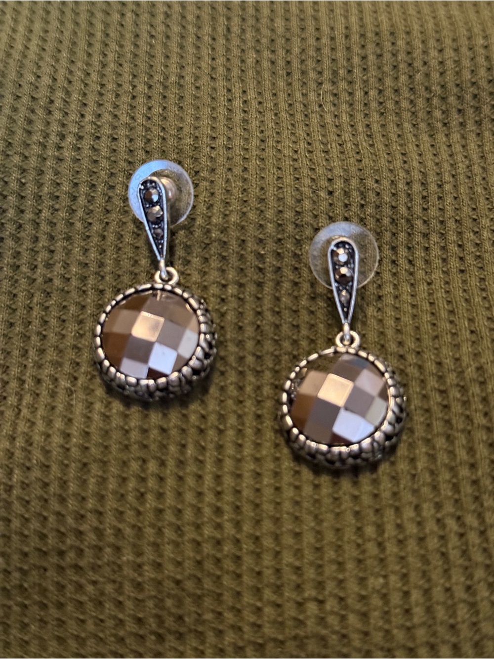 Faceted Brown Drop Earrings - Unbranded